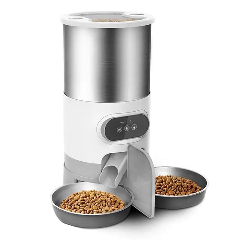 A76I-4.5L Automatic Cats Dispenser Smart Cat Dog Food Feeder Single/Dual Stainless Steel Bowls Pets Feeding For Dry Foods