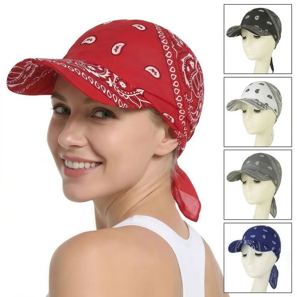Nuovi Cappellini da Baseball a Tesa Larga con Sciarpa Leggera Pre-Annodata, Visiera Parasole, Turbante Traspirante, Bandana, Cappello Sciarpa per Donna da Esterno