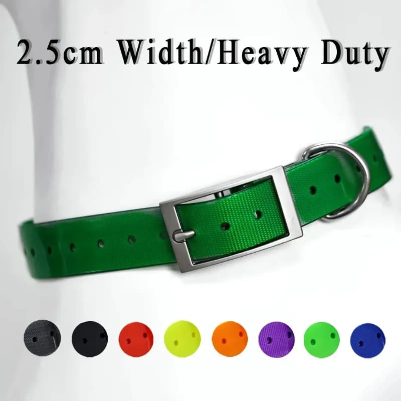 2.5cm Wide Heavy Duty TPU Dog Collar Waterproof Hunting Adjustable Pet Collar 8 Colors for Large Medium Dogs Outdoor Training