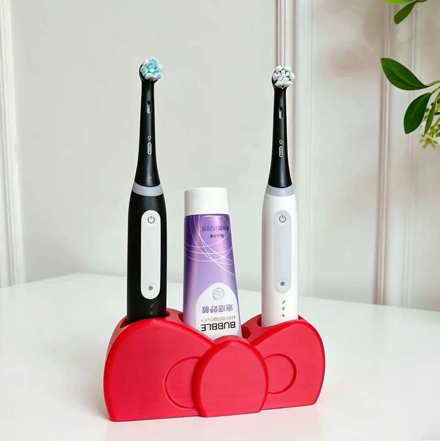 1Pc Bow Decor Electric Toothbrush & Toothpaste Holder, Cute Stylish Desktop Storage Organizer with Bottom Drainage Design