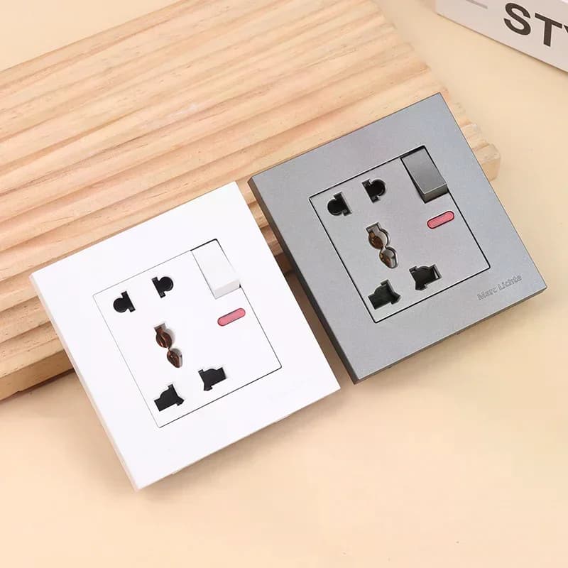 Universal 18W Type-C Quick Charge 5-pin Socket,Uk Wall Electrical Outlet With USB Charger,White Smart Double Power Socket Plug