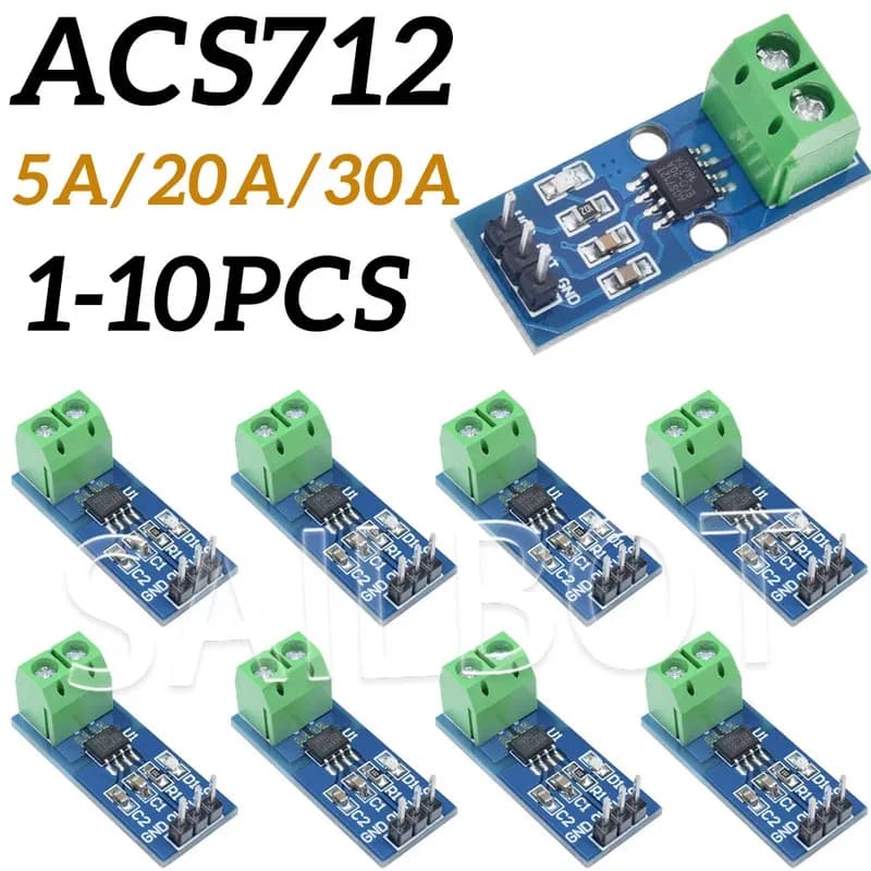 1-10PCS ACS712 5A 20A 30A Current Sensor Module Hall ACS712 Model for Arduino AC DC Current Detection Card