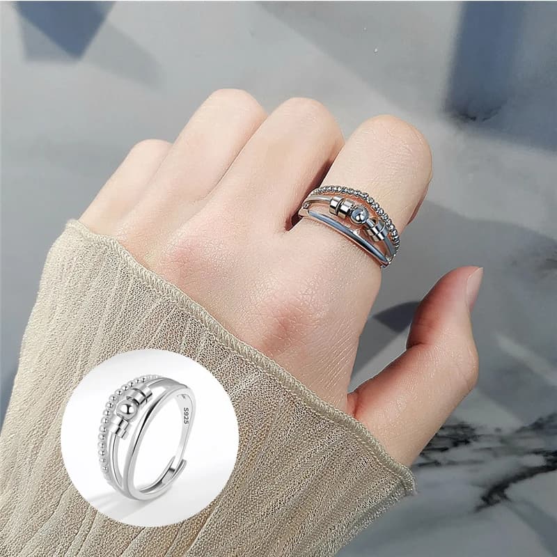 Perline di metallo Ansia Fidget Spinner Anello Donna Antistress Rotante liberamente Gioielli Ragazze Anelli per dita giornalieri Regali accessori