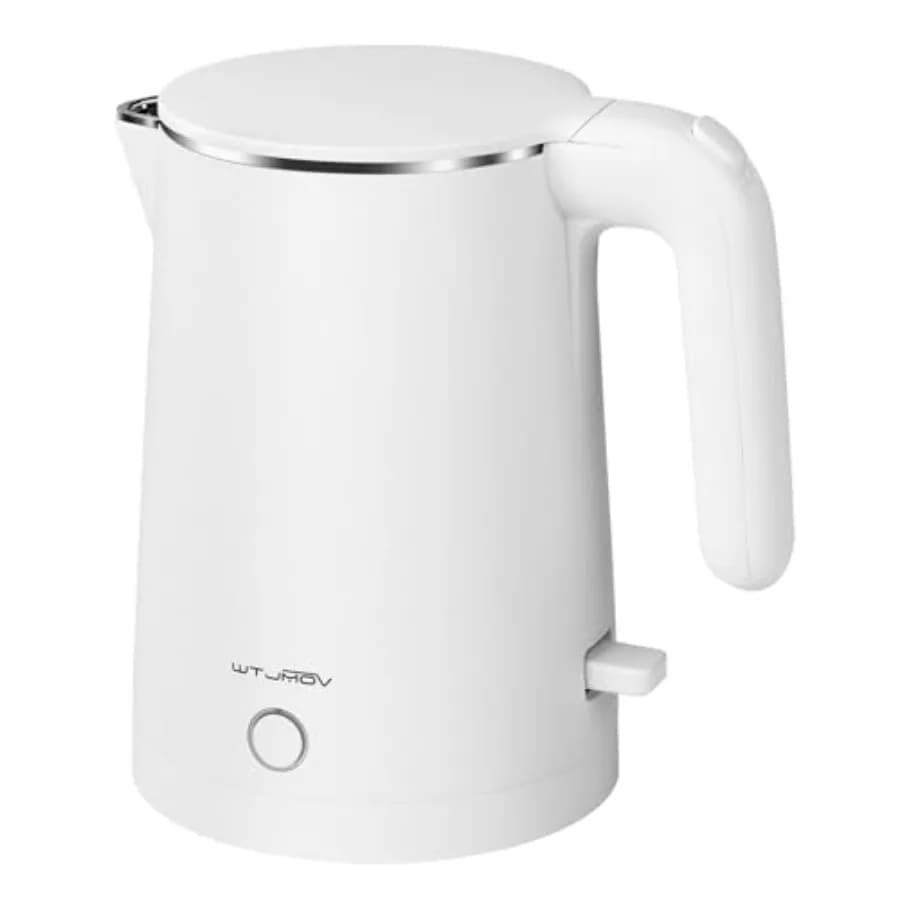 Bollitore Elettrico in Acciaio Inox 1.0L, Piccolo Bollitore d'Acqua 1200W, Ebollizione Rapida, Doppia Parete, Teiera con Spegnimento Automatico, Durevole