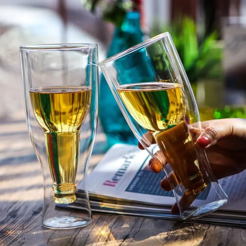 Boccale da birra in vetro borosilicato a doppio strato, bar, casa, bevande in vetro, cocktail, bevande alla birra, tazza a doppio strato