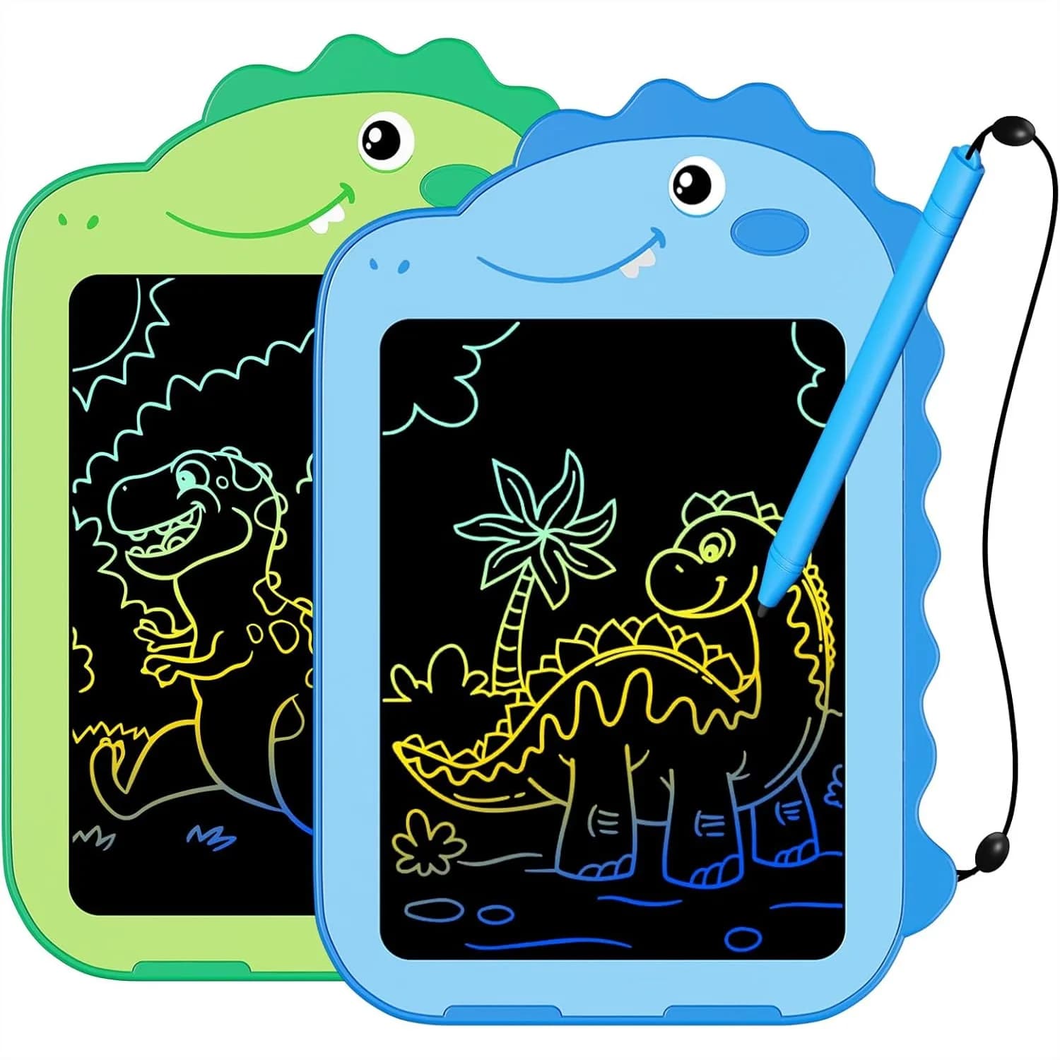 Confezione da 2 tavolette LCD per bambini, lavagna colorata da 6,5 pollici, tavoletta da disegno, giocattoli a forma di dinosauro per bambini e bambine dai 3 agli 8 anni