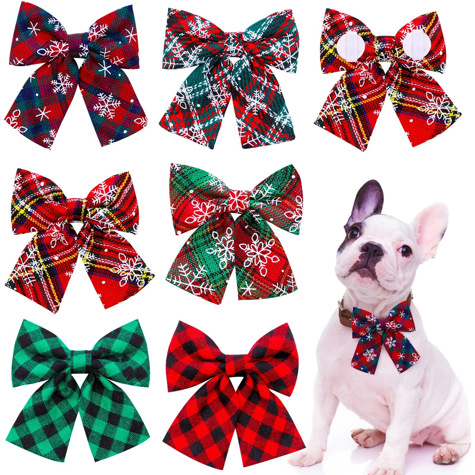 Collari per cani invernali mobili da 2 pezzi con fasce elastiche Papillon natalizio per cani di piccola taglia Forniture per toelettatura Papillon per cani