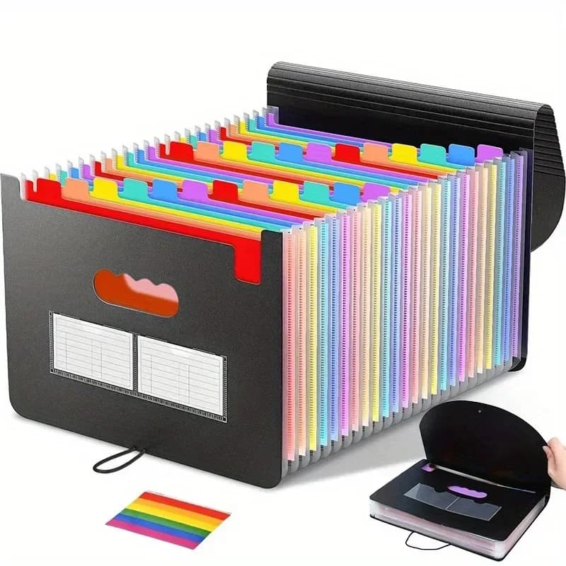 Handheld Organ Bag Folder A4 Large Capacity Student Exam Paper Storage Bag 13/25 Layers Ticket File Classification Storage Bag