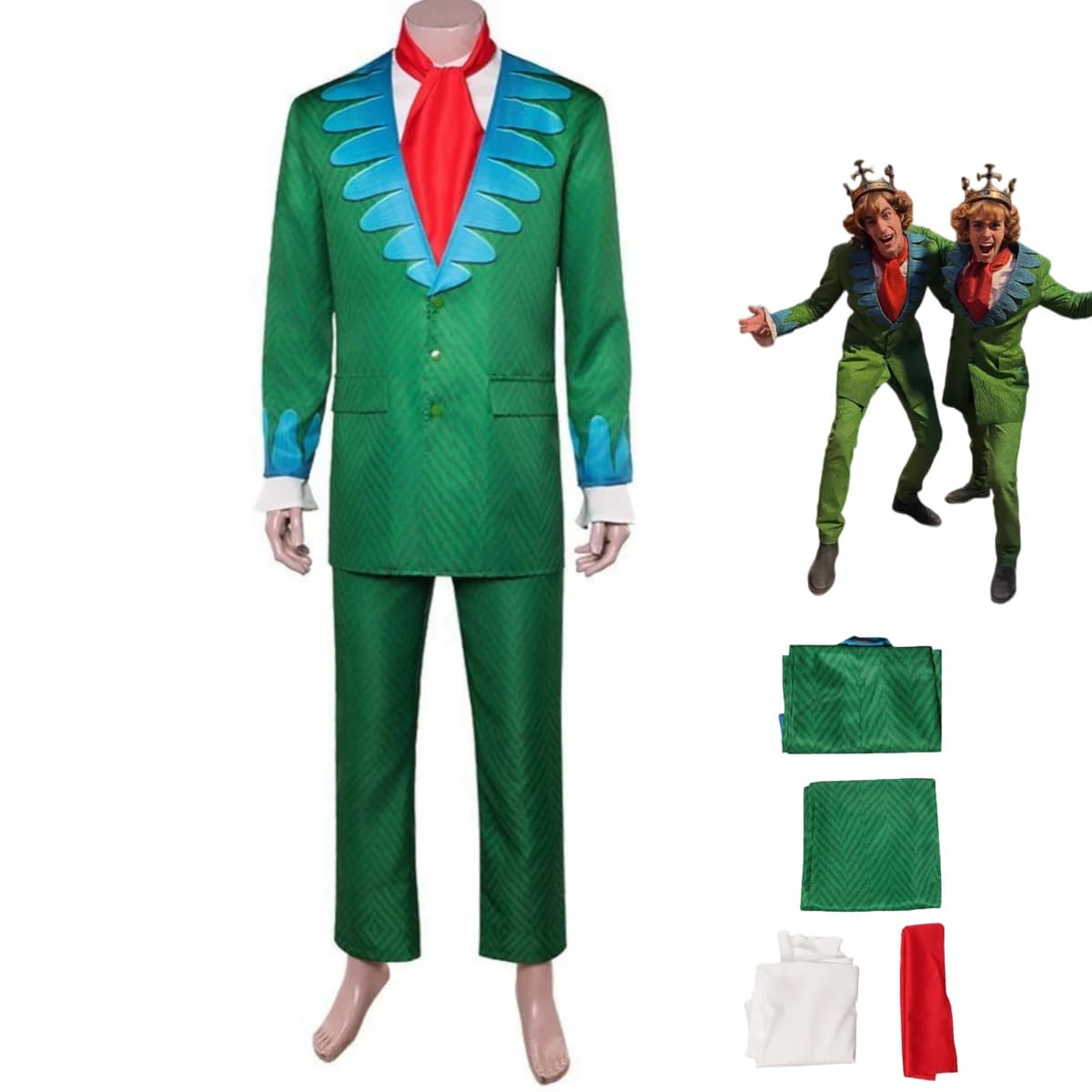 Costume Cosplay Anime Baroque Works Mr.9, Completo Agente con Giacca Verde, Uniforme Completa con Camicia e Cravatta, per Uomo Adulto, Halloween e Carnevale