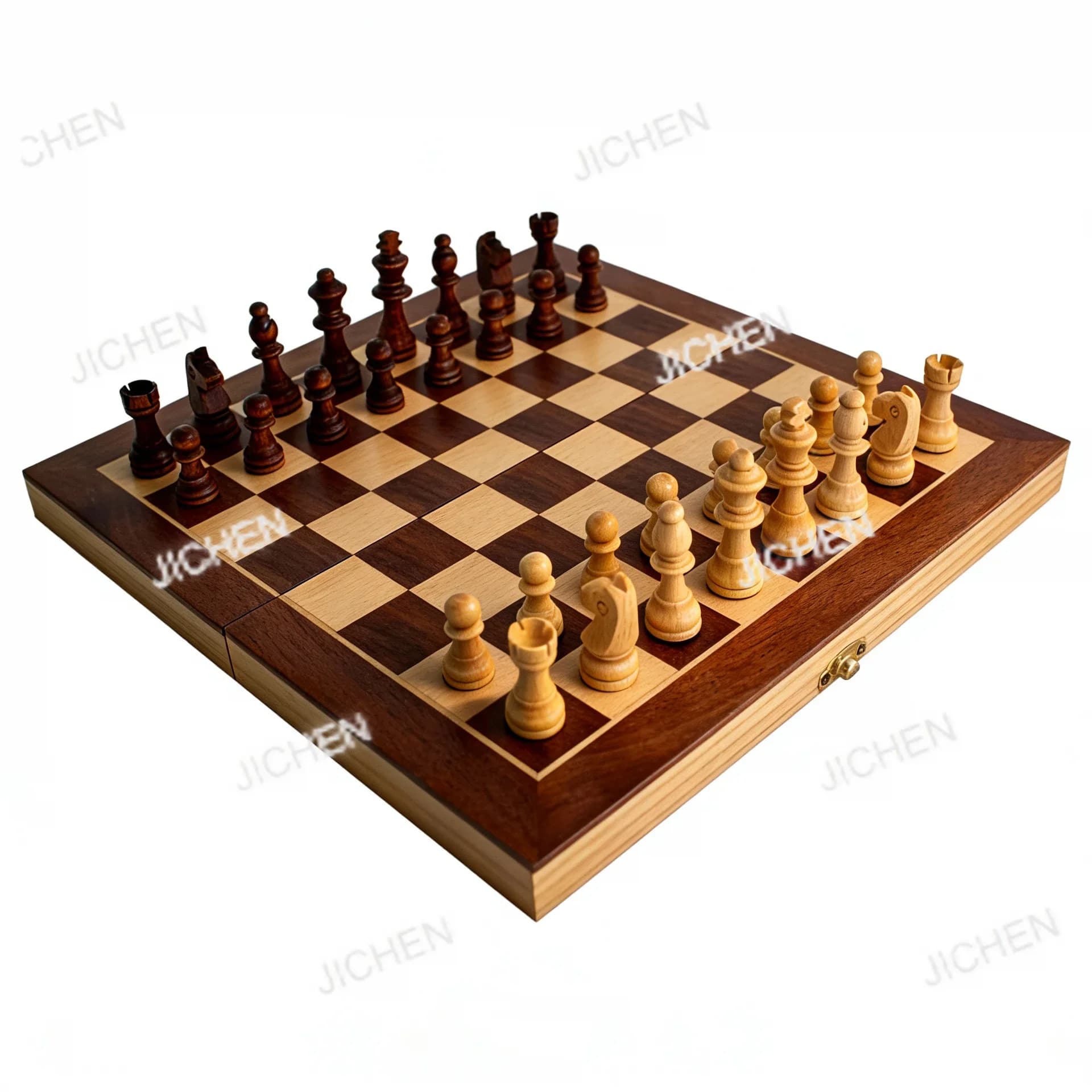 Set di Scacchi in Legno HN Ne con Scacchiera in Legno