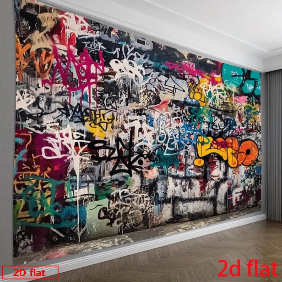 Large Graffiti Street Art Wall Tapestry Abstract Urban Pop Culture Mural Hanging Polyester Home Decor Modern Trendy Room Decorat