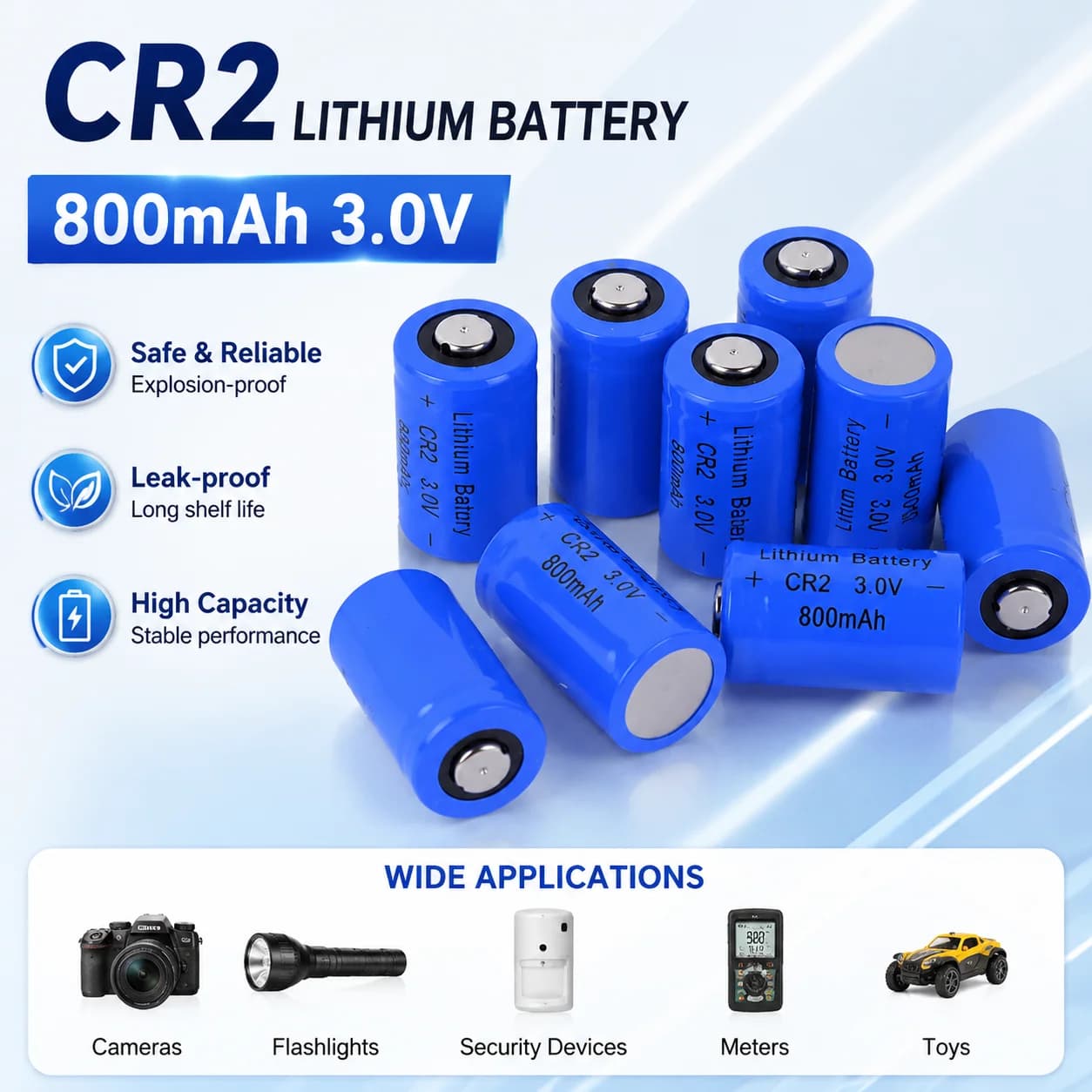 Batteria Alcalina PURFIELD CR2 3V 800mAh Non Ricaricabile, Cella di Ricambio per Telecomando, Campanello, Orologio da Parete, Chiave