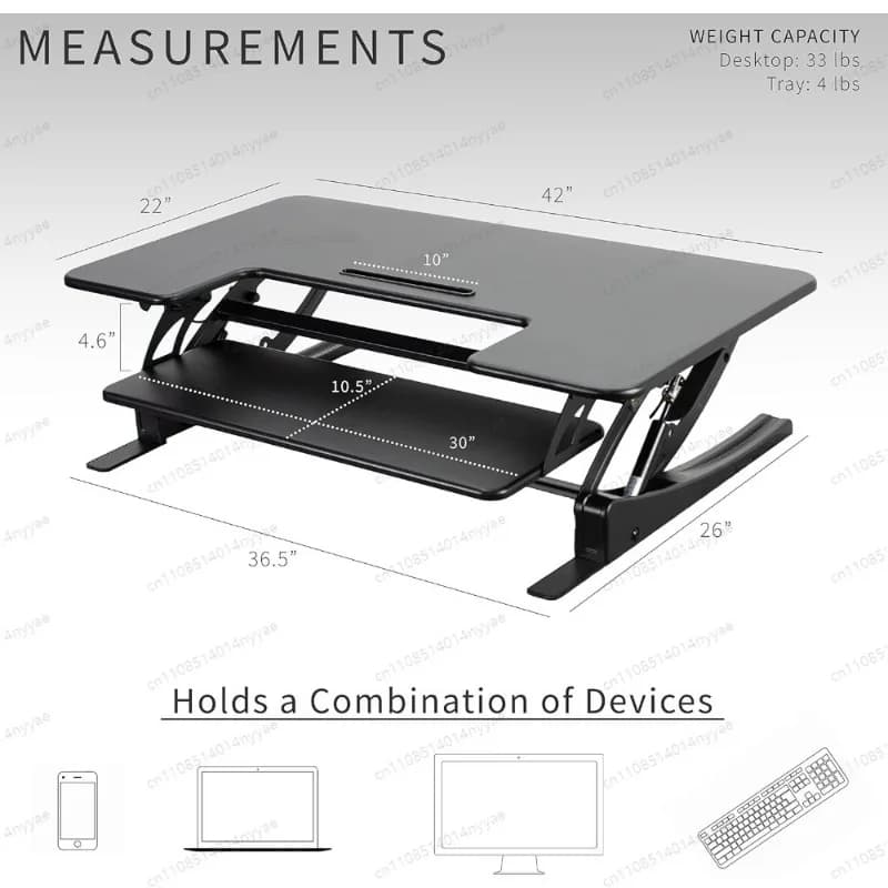 V Series, Quick Sit to Stand Tabletop Dual Monitor Riser Workstation, Black,42 inch Height Adjustable Stand Up Desk Converter