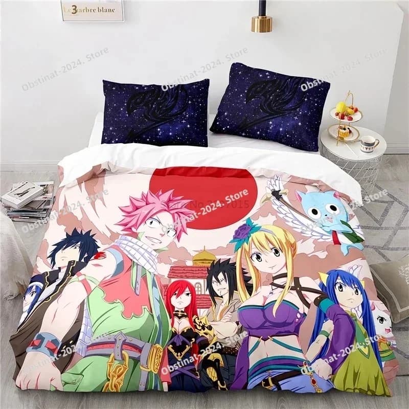 Tessili per la casa 3D Copripiumino Fairy Tail con federe Set di biancheria da letto stampato anime classico cartone animato singolo matrimoniale Queen King Size