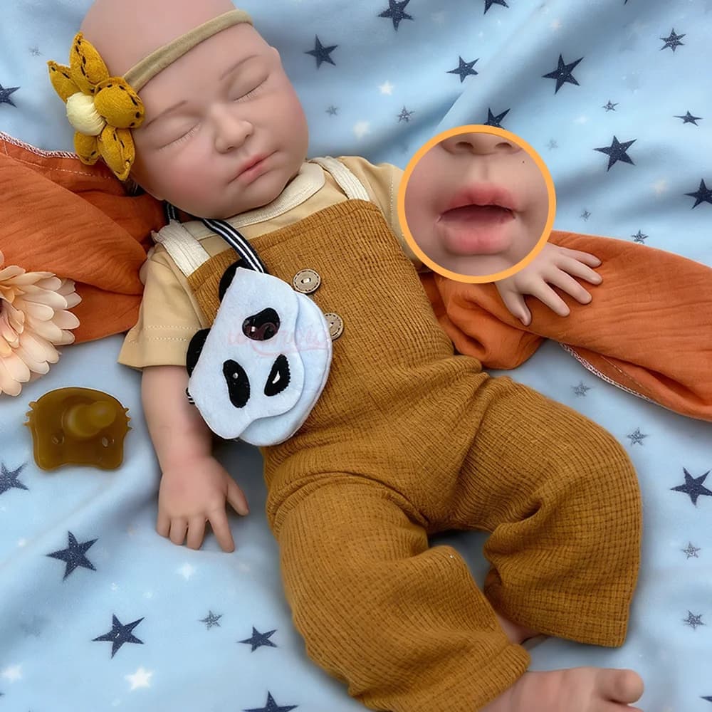 Bambola Realistica da Collezione per Artisti, Lavabile, 55 cm (22 Pollici), Occhi Chiusi, Dormiente, in Silicone Integrale, Bambino/a Neonato/a, Bambina/a
