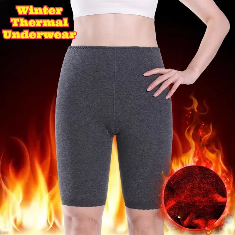 Winter Thermal Underwear Women Fleece Lined Thick Warm High Waist Tummy Control Panties 5 Point Shorts Anti Cold Plus Size Soft