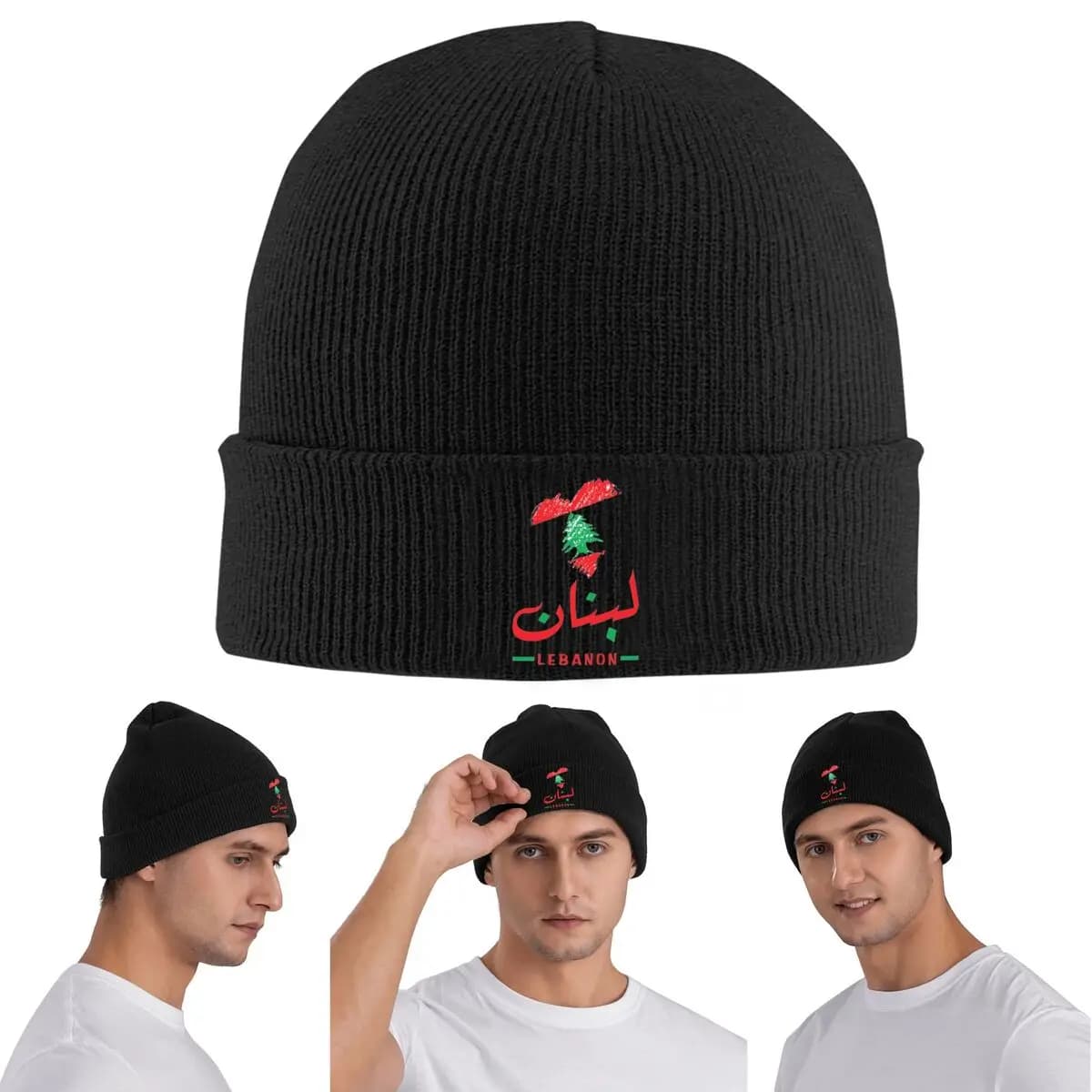 I Heart Libano Bandiera Libana Caldo berretto lavorato a maglia Cappello invernale lavorato a maglia Skullies Berretti Berretti Hip Hop per unisex