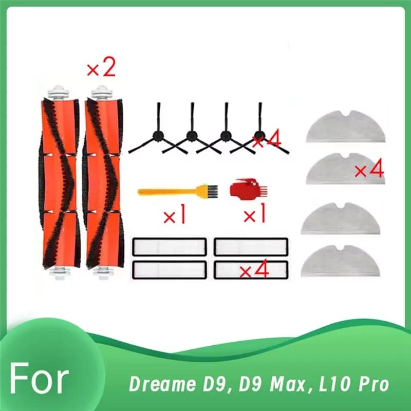 A13I-For Dreame D9, D9 Max, L10 Pro Robot Vacuum Main Side Brush Mop Filter Ultra Durable Accessories Long Lasting Spare Accesso