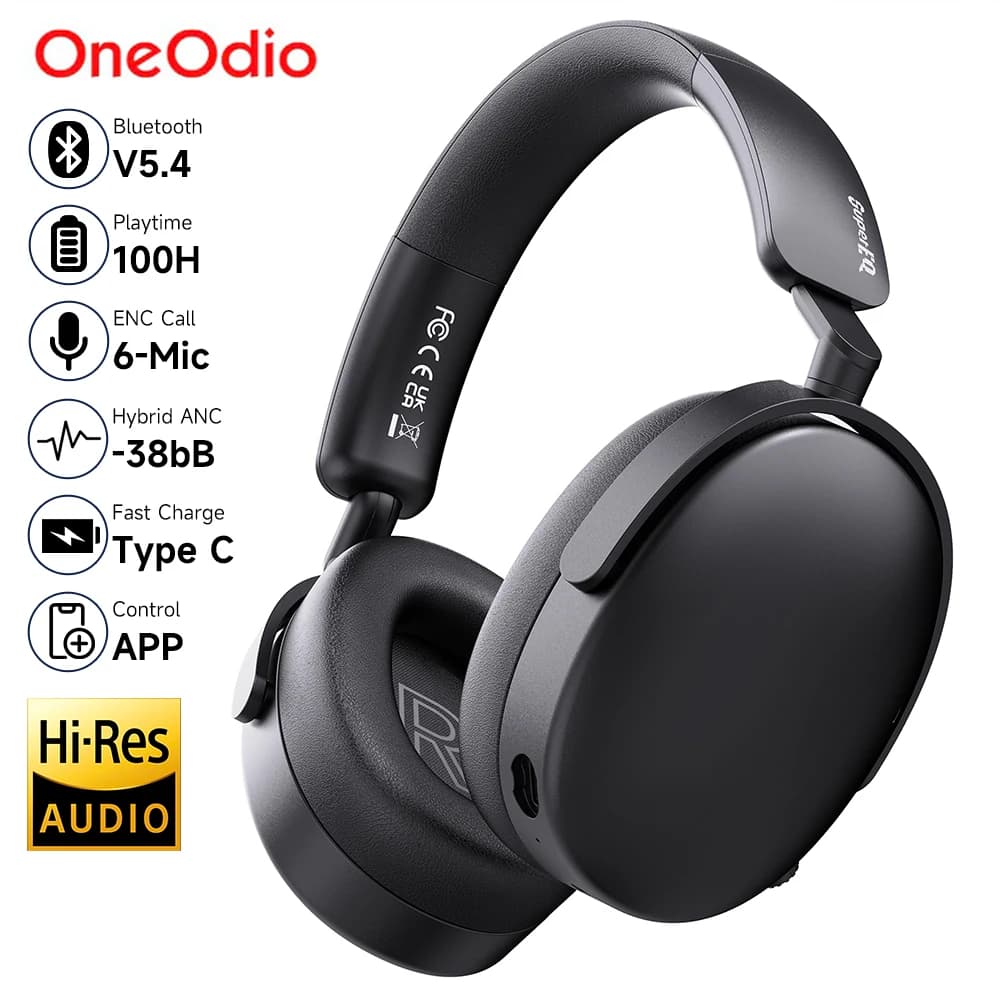 Oneodio SuperEQ A200 ANC Cuffie wireless Bluetooth 5.4 Cuffie over-ear con cancellazione attiva del rumore con microfono ENC APP audio ad alta risoluzione