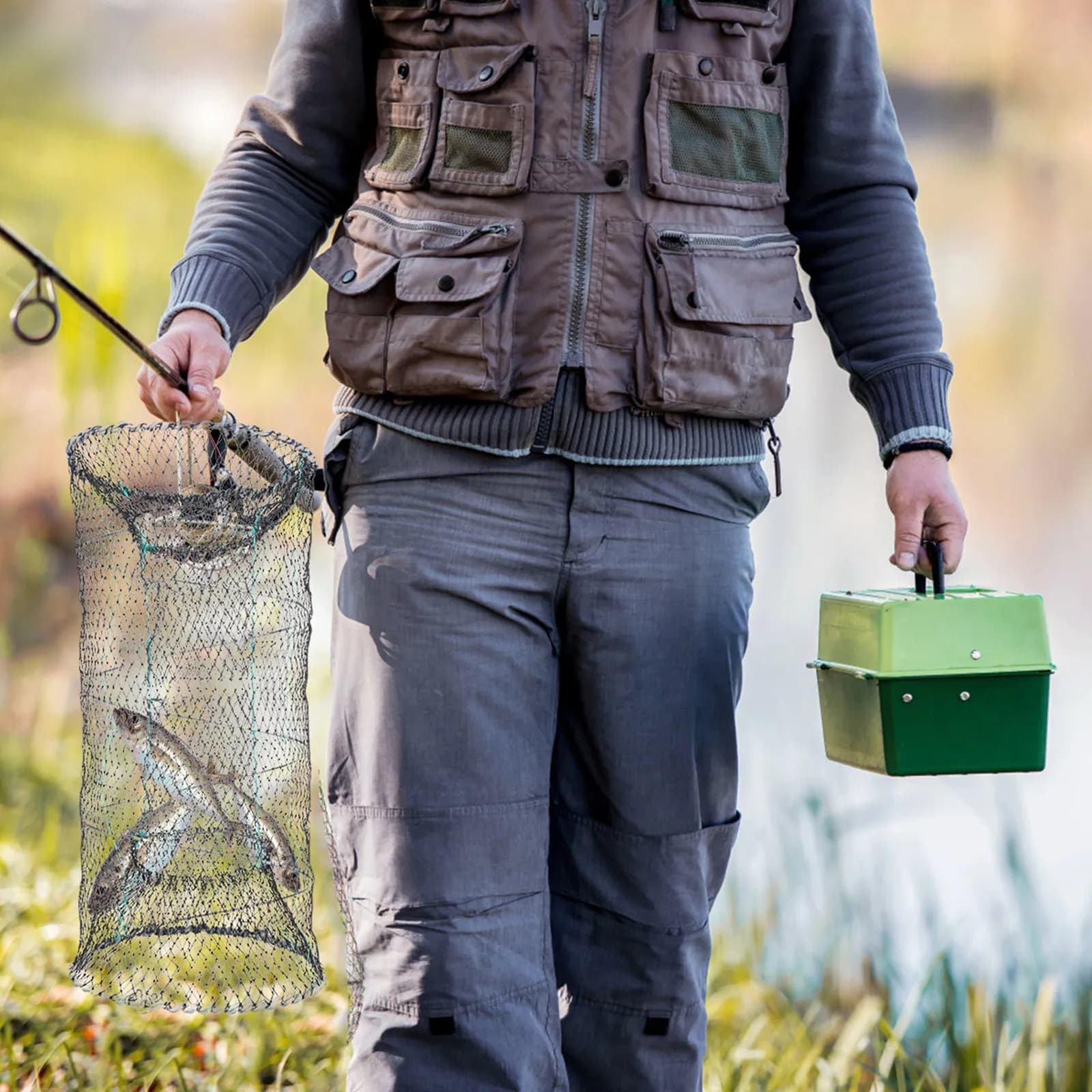 Rete da Pesca Telescopica Pieghevole Automatica, Trappola Portatile per Gamberi, Ragni, Granchi, Gamberetti, Pesciolini e Gamberetti di Fiume