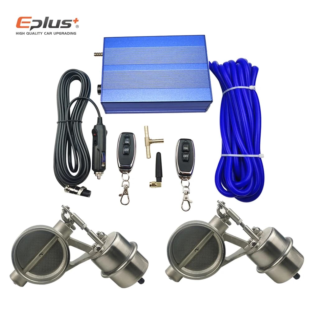 EPLUS Sistema universale per tubi di scarico per auto Ammortizzatori per valvole di controllo Dispositivo di controllo del vuoto Interruttore del telecomando 51 63 76MM Blu