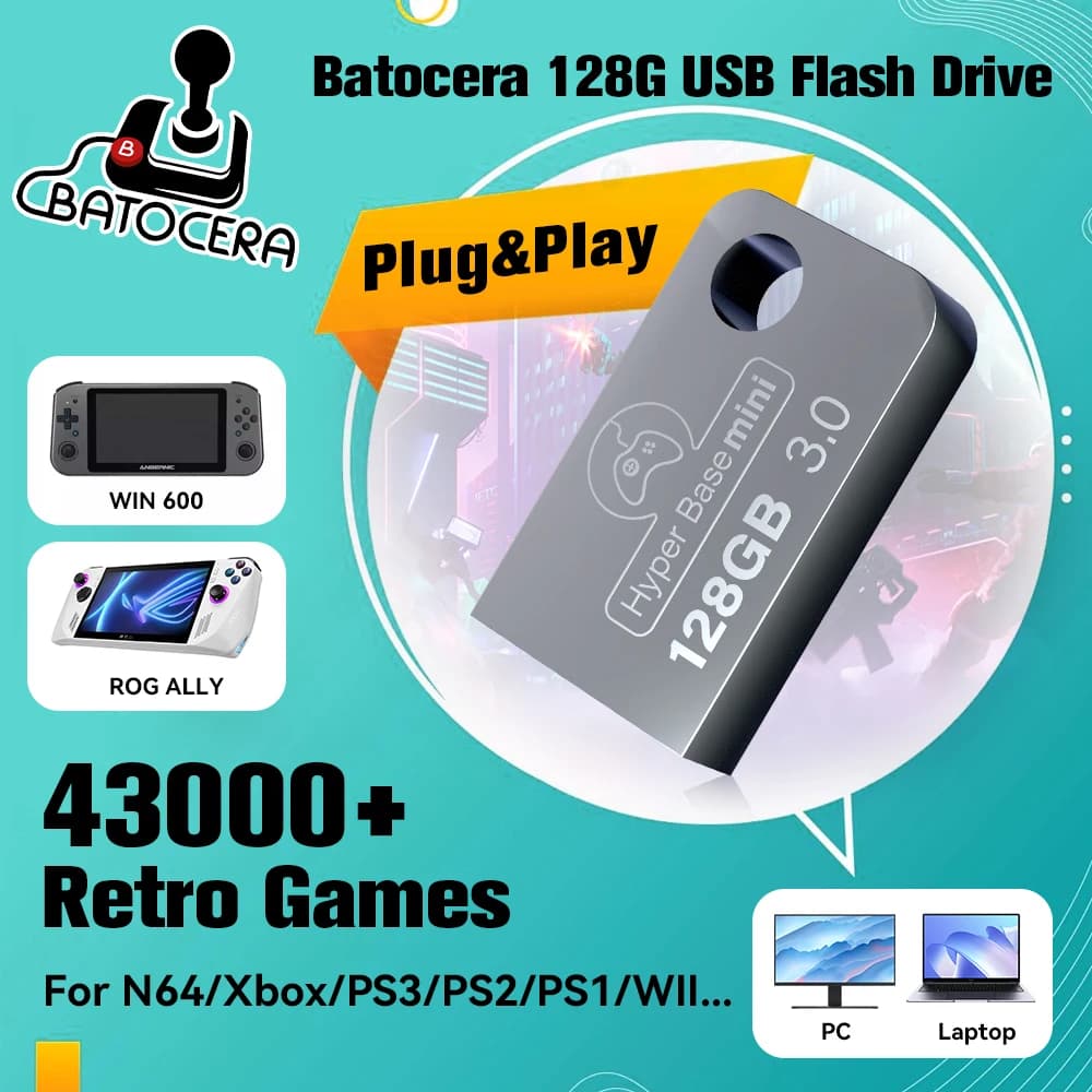 MINI 128G Portatile Retro Gioco Disco Rigido Batocera Flash Drive Con 43000 Gioco Emulatore Esterno HDD Per N64/Xbox/PS3/PS2/PS1/WII