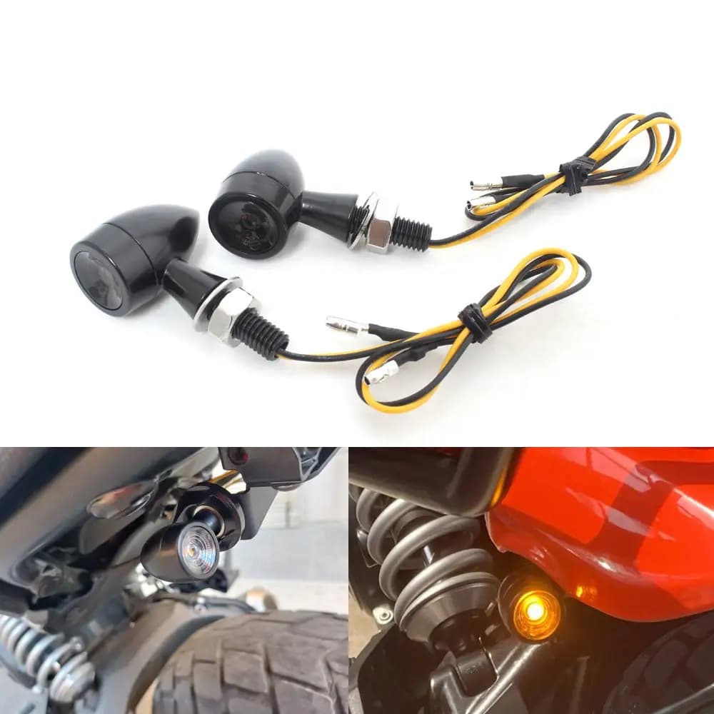 2 pezzi universale indicatore di direzione a LED proiettile moto luce a led lampeggiante 12V adatto per la maggior parte delle bici da cross, bici da strada, ecc.