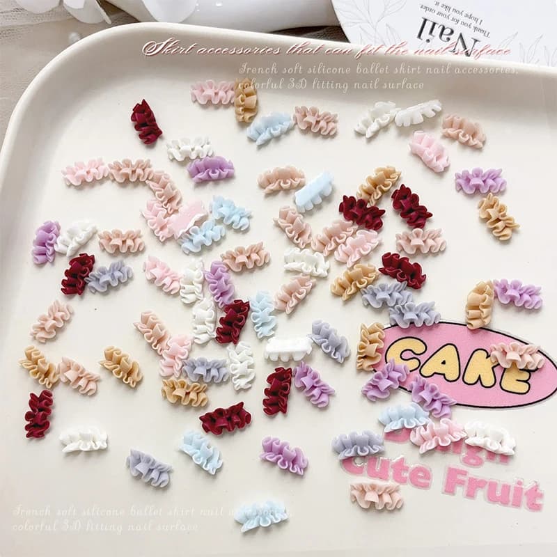 30Pcs 3D French Nail Art Skirt Hemline Charms Accessories Curved Resin Lace For Manicure Nails Decoration Supplies