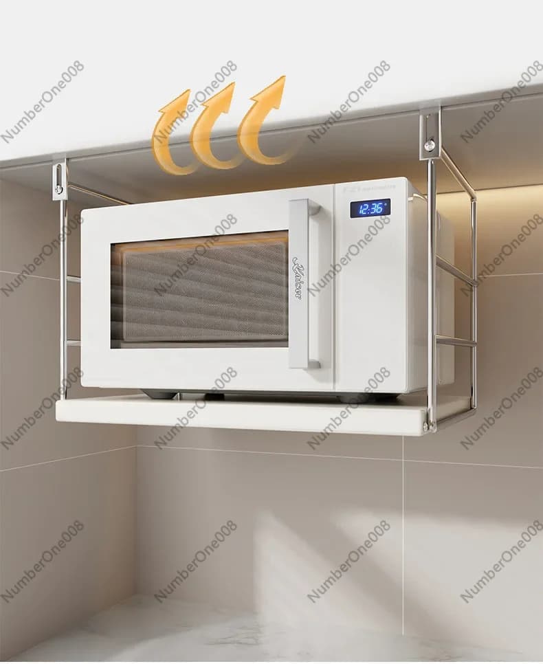 Mensola Sospesa per Forno a Microonde da Cucina, Senza Foratura, Supporto Multifunzionale per Forno e Friggitrice ad Aria