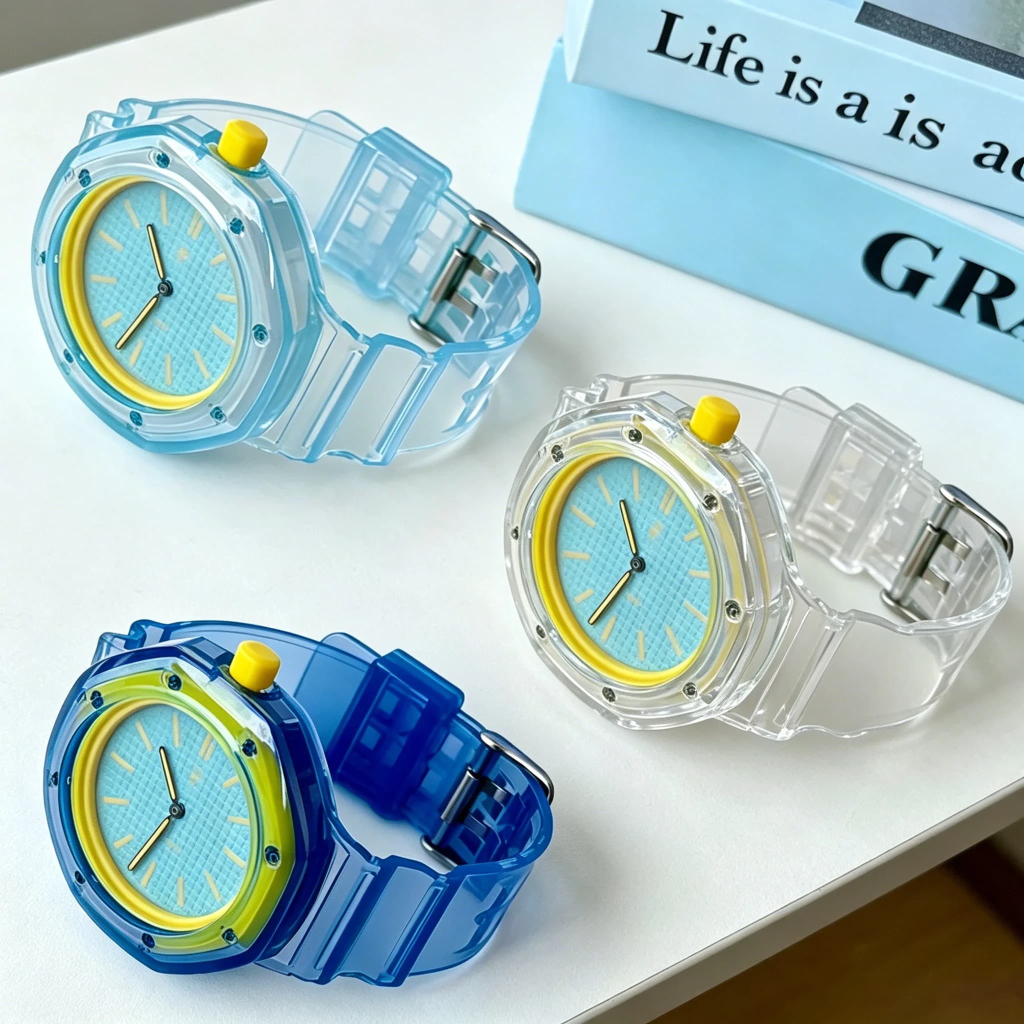 Transparent Strap+Case for Swatch x AP Royal Pop Pocket Watch TPU Waterproof sport wrist One-piece replacement bracelet correa