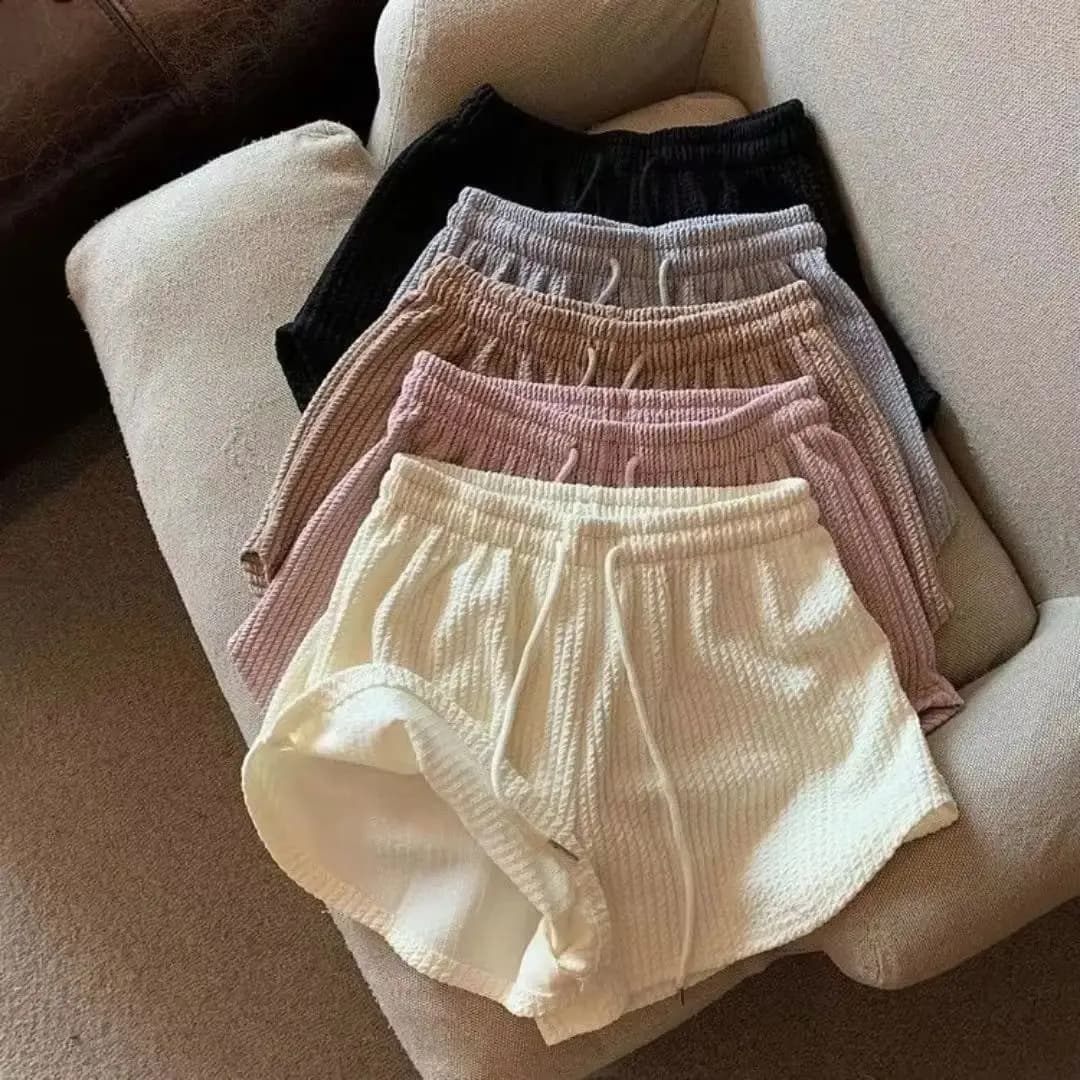 Women's Waffle Shorts Summer Sports Shorts New Long-Life High-Life Korean Trousers Women's Dresses