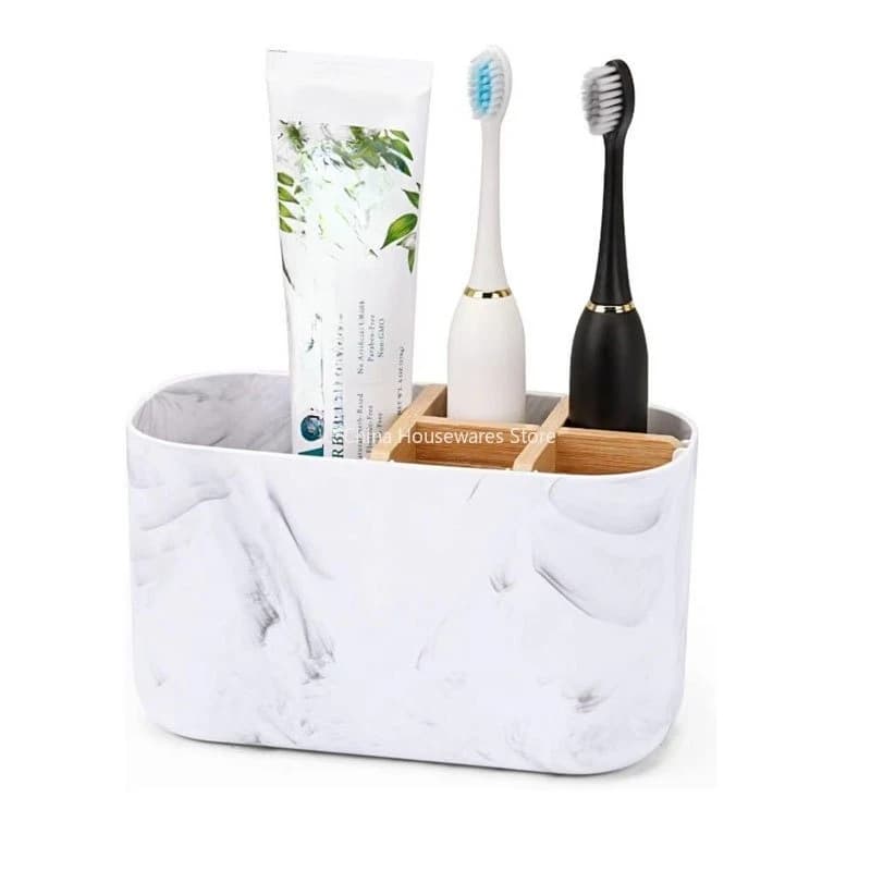 Toothbrush Holder For Electric Brushes Bathroom Counter Organizer With 5 Slots Bamboo For Electric Toothbrushes And JJ3055