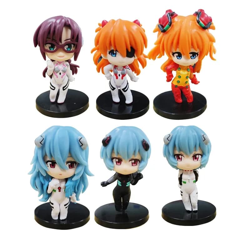 Neon Cute Genesis Classic Evangelion Cute Chibi Anime Girl Figure Model Mini Doll Toy for Cake Decoration and Desktop Display