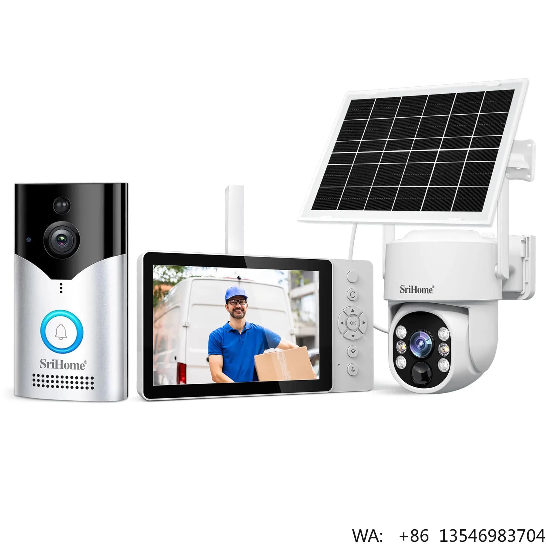Videocitofono Smart 4MP con Audio Bidirezionale, Schermo, Chiamata, Batteria Solare, WiFi, Rilevamento Umano e Sistema CCTV