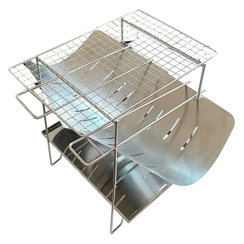 AEF5 Portable Grill for Open Barbecue, Camping Grill, Camping Braciere, Wood Stove for Exterior in Stainless Steel