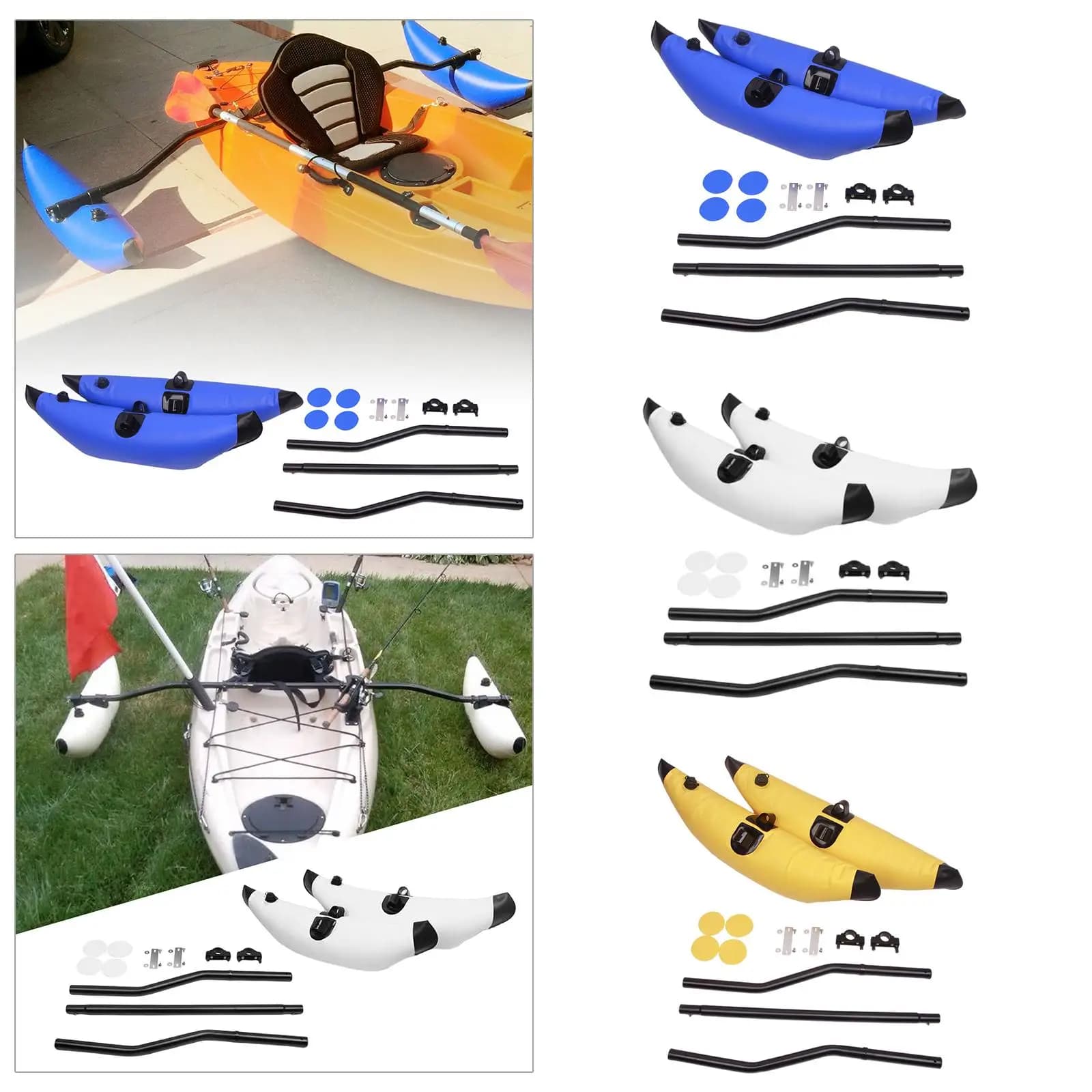Stabilizzatore gonfiabile per kayak Stabilizzatore in PVC Aste galleggianti Kit portatile per canoa Accessori per la vela per barche oceaniche