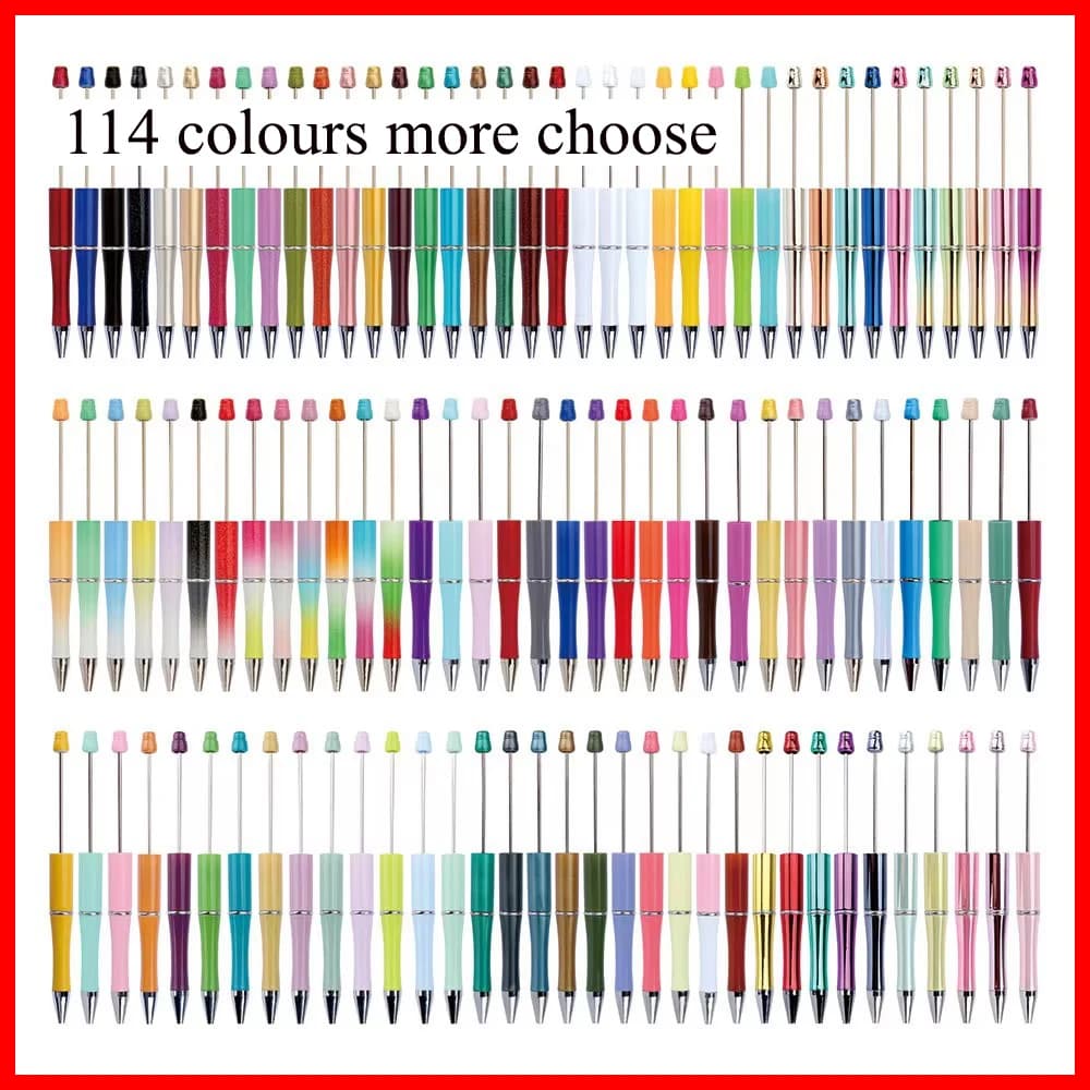 100 pezzi più nuovi colori creativi in plastica con perline penna a sfera stampabile penna con perline regalo fai da te per forniture per ufficio per studenti