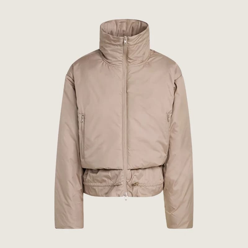 Adidas genuine women's stand up collar drawstring double zipper sports jacket KC2017