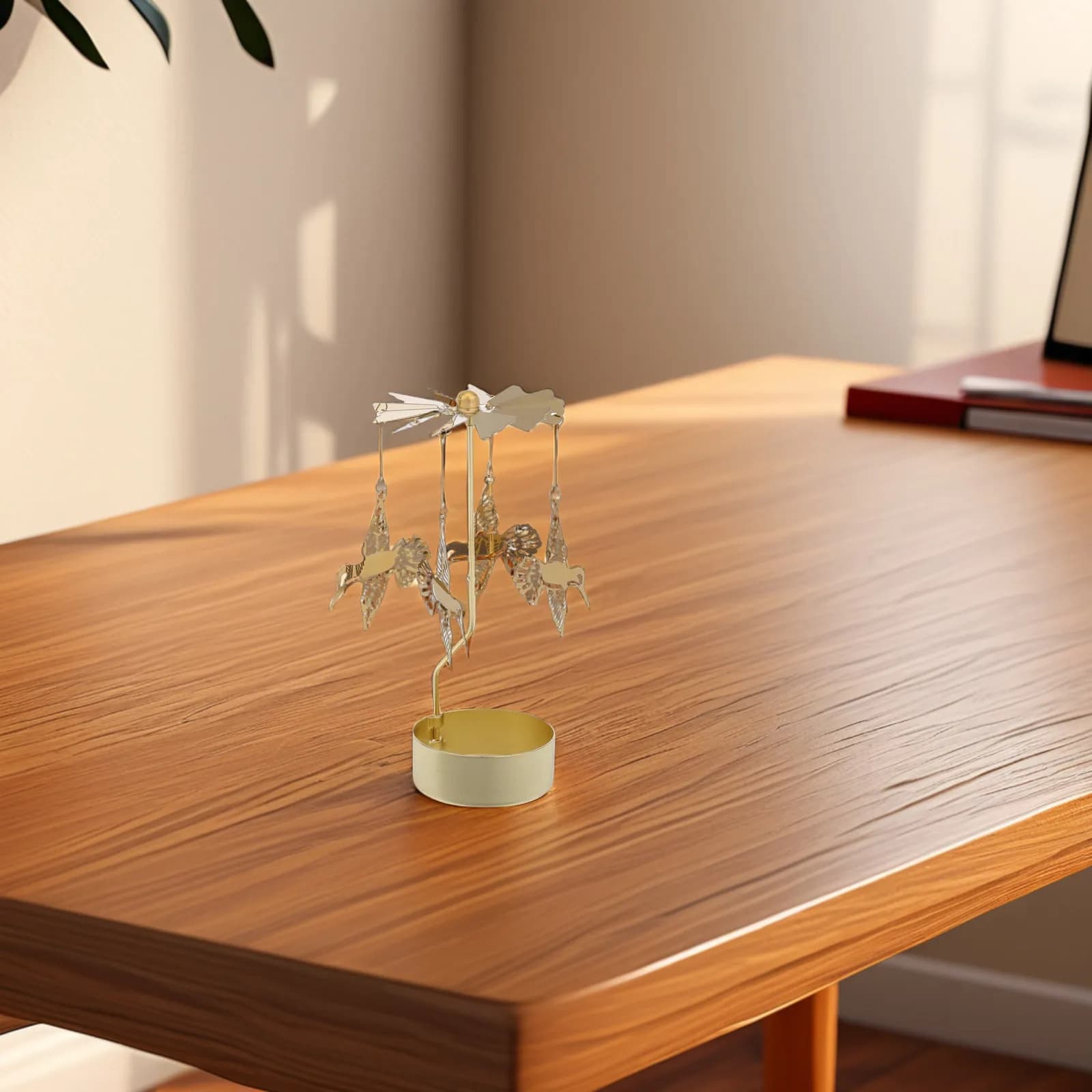 Romantic Hummingbird Rotary Tea Light Holder Iron Aromatherapy Diffuser Carousel Spinning Decor for Living Room Bedroom