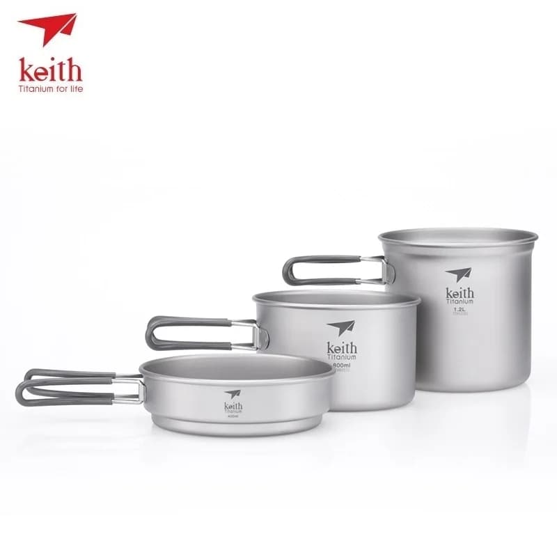 3 piece titanium pot camping parker kitchen set portable pan for outdoor hiking Picnic Ti6014 pots
