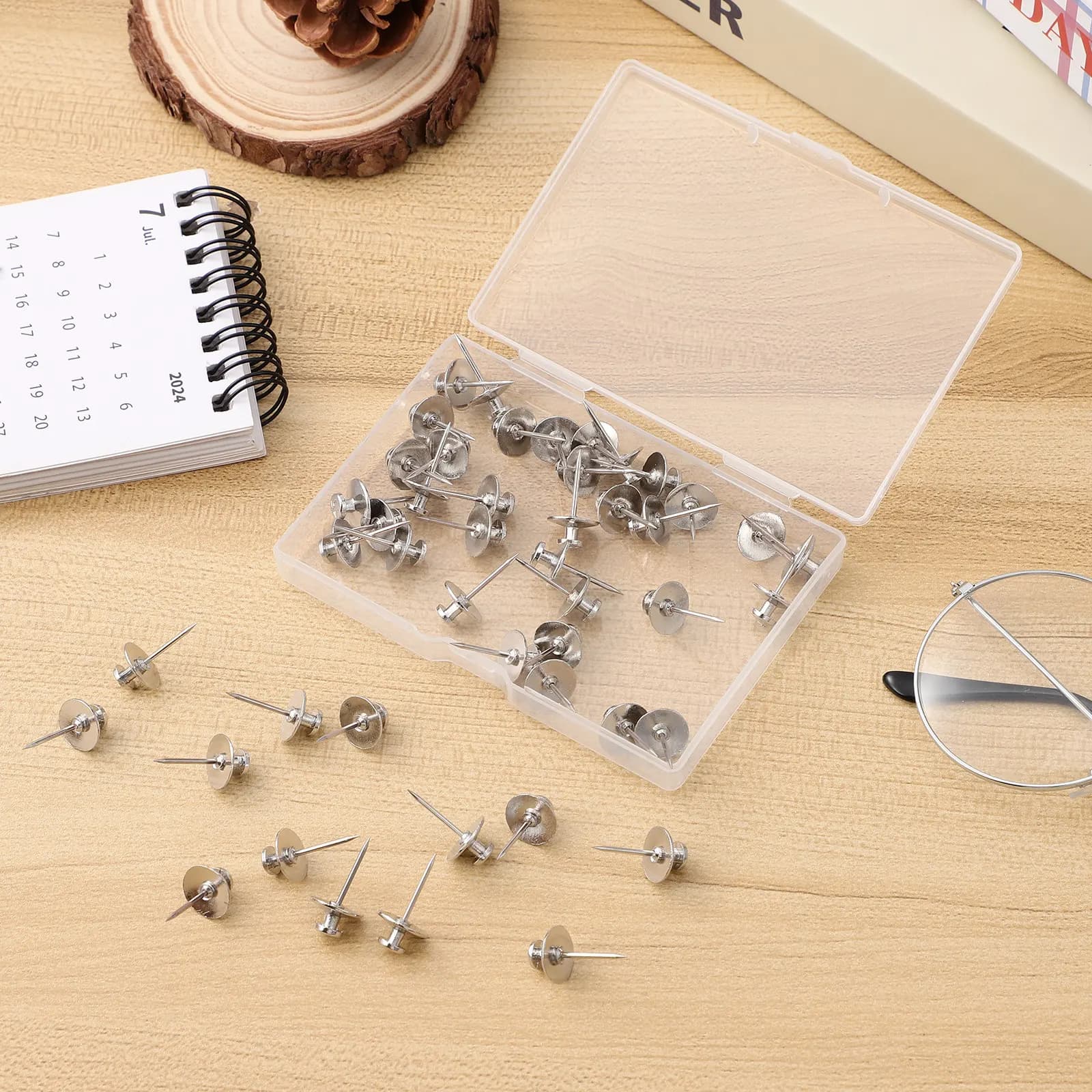 50Pcs Double Headed Picture Nails Zinc Alloy Easy Install Reusable Hanging Nails for Posters Tapestries Frames Decor