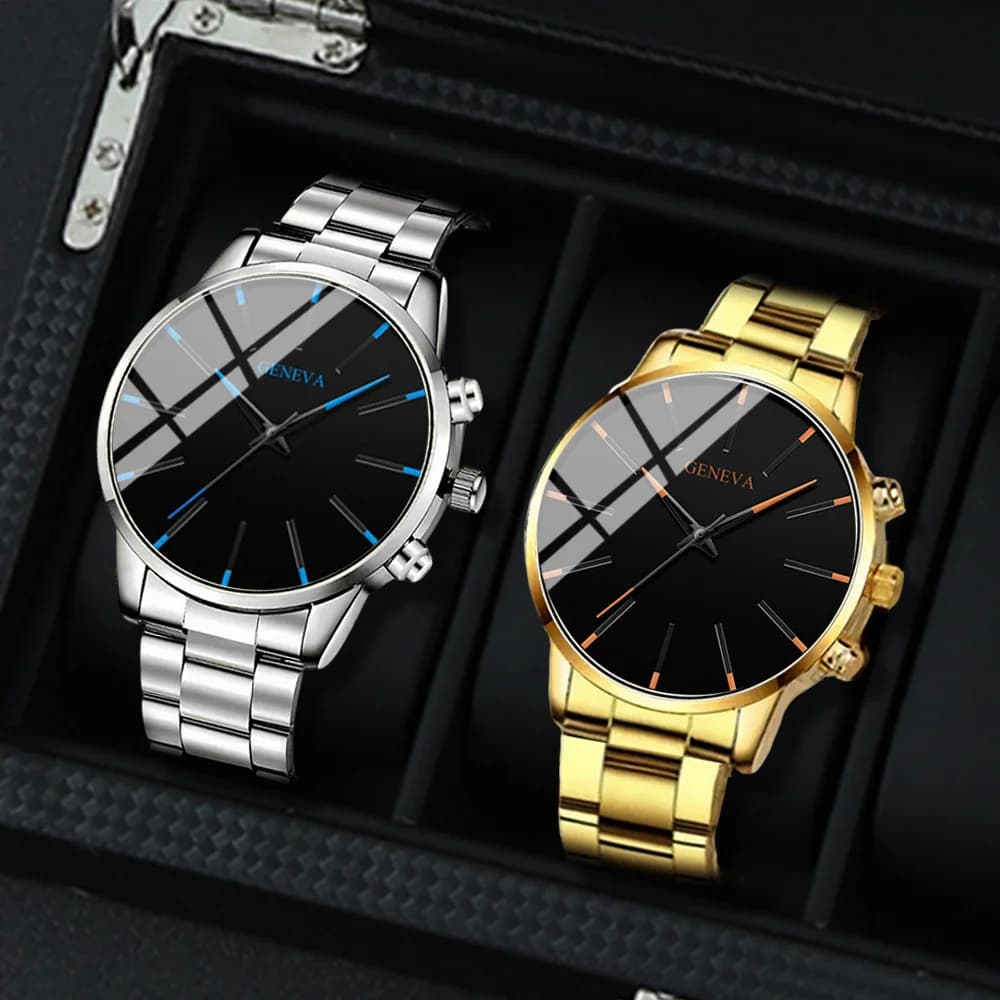 [Set di orologi al quarzo da uomo] Set di orologi da uomo da 2 pezzi/set, orologi da uomo semplici e casual, orologi con movimento al quarzo da uomo,