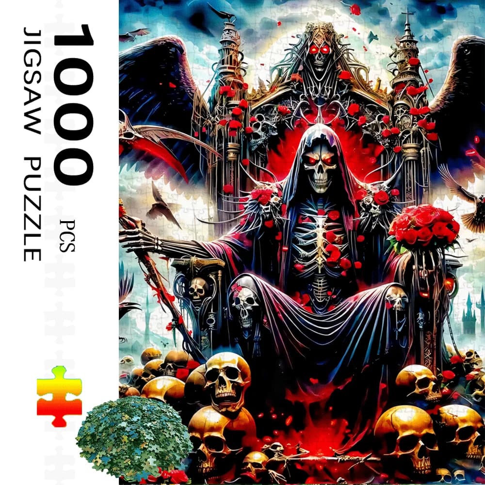 Puzzle Gotico con Scena del Tristo Mietitore, Gioco Intellektuale per Adulti, Arte Oscura, Gioco per Casa e Tempo Libero, Puzzle Antistress per Appassionati di Horror