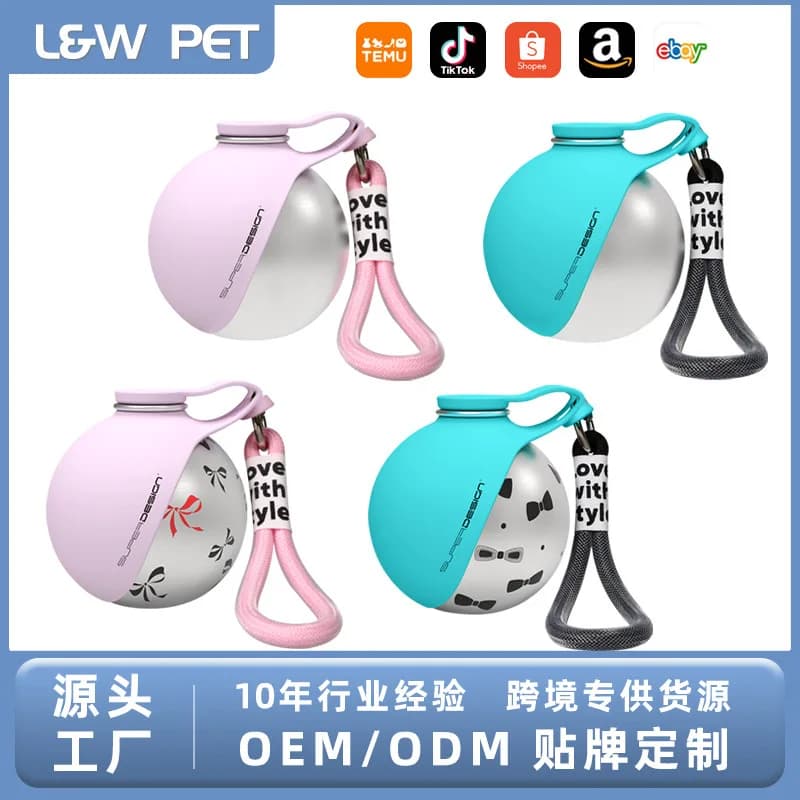 Ciotola d'Acqua in Acciaio Inox per Animali Domestici, Bottiglia per Bere per Cani e Gatti, Abbeveratoio Portatile Pieghevole Integrato per Passeggiate all'Aperto