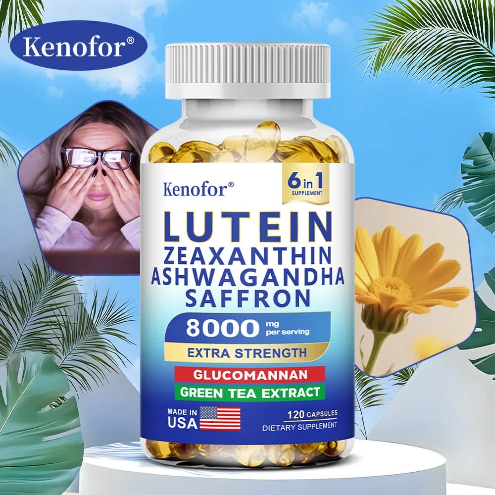 Integratore di Luteina e Zeaxantina 8000 Mg, Vitamine per gli Occhi con Zafferano per Adulti, Supplemento per la Salute degli Occhi, per Supportare la Vista e la Funzione Oculare