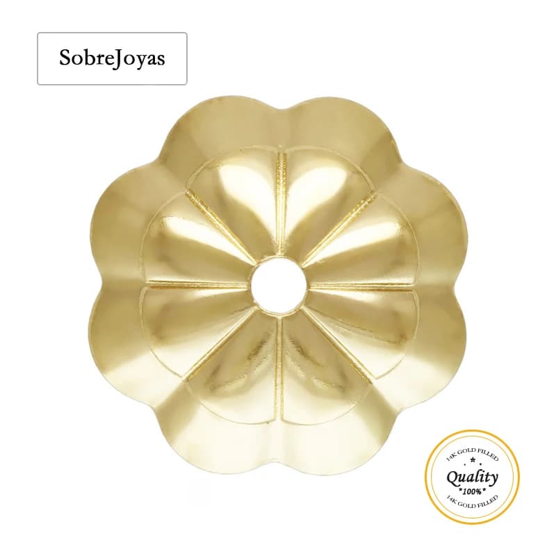 Tappo per perline di fiori riempito in oro 14 carati Tappo per perline senza cuciture in oro per forniture per la creazione di gioielli, tappo per perline di braccialetti, tappi per perline di fiori
