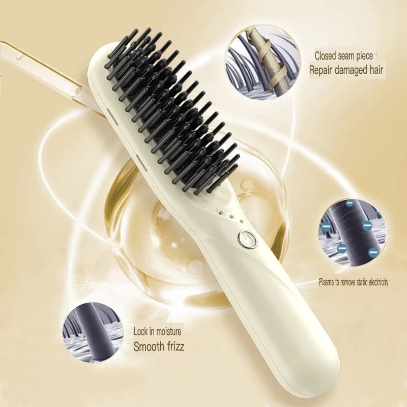 This Two-in-one Hair Straightening Comb With Plasma Curling And Straightening Functions Is A Must-have For Lazy People