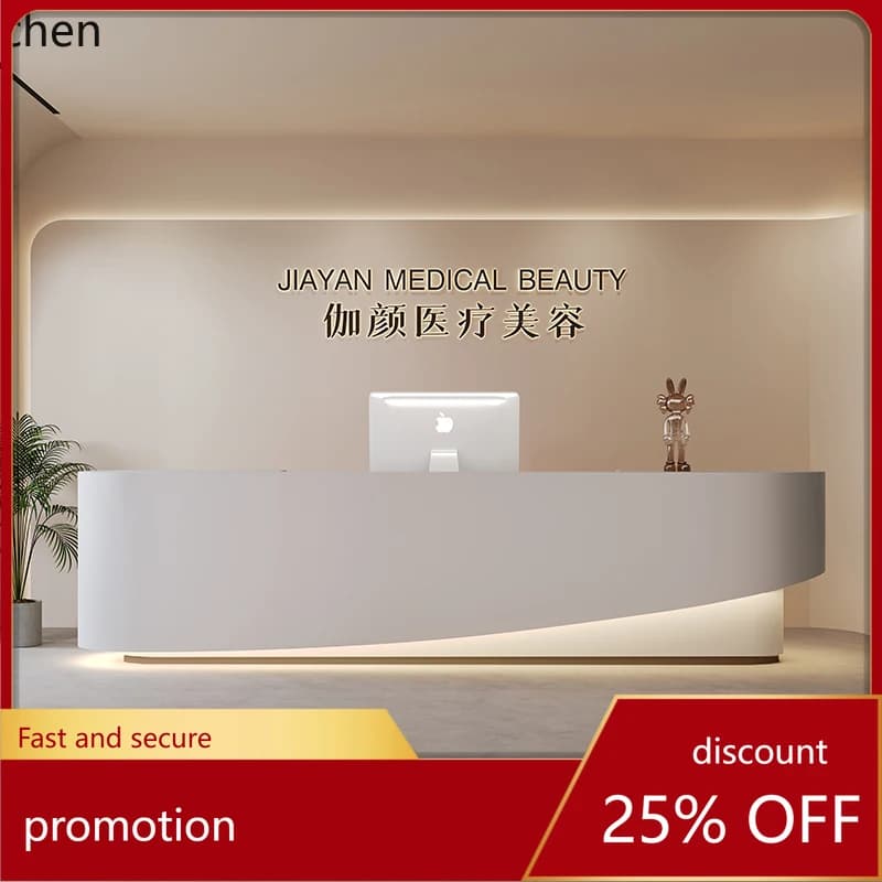 ZML Office Painted Bar Counter Company Hotel Yoga Studio Training Class Front Desk Reception Cashier Counter