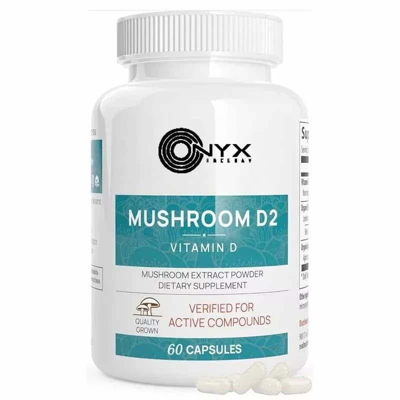 Vitamin D2 (60 capsules) Organic Vitamin D Vegetarian Supplement 1000 IU Mushroom Agaricus bisporus Mushroom Complex