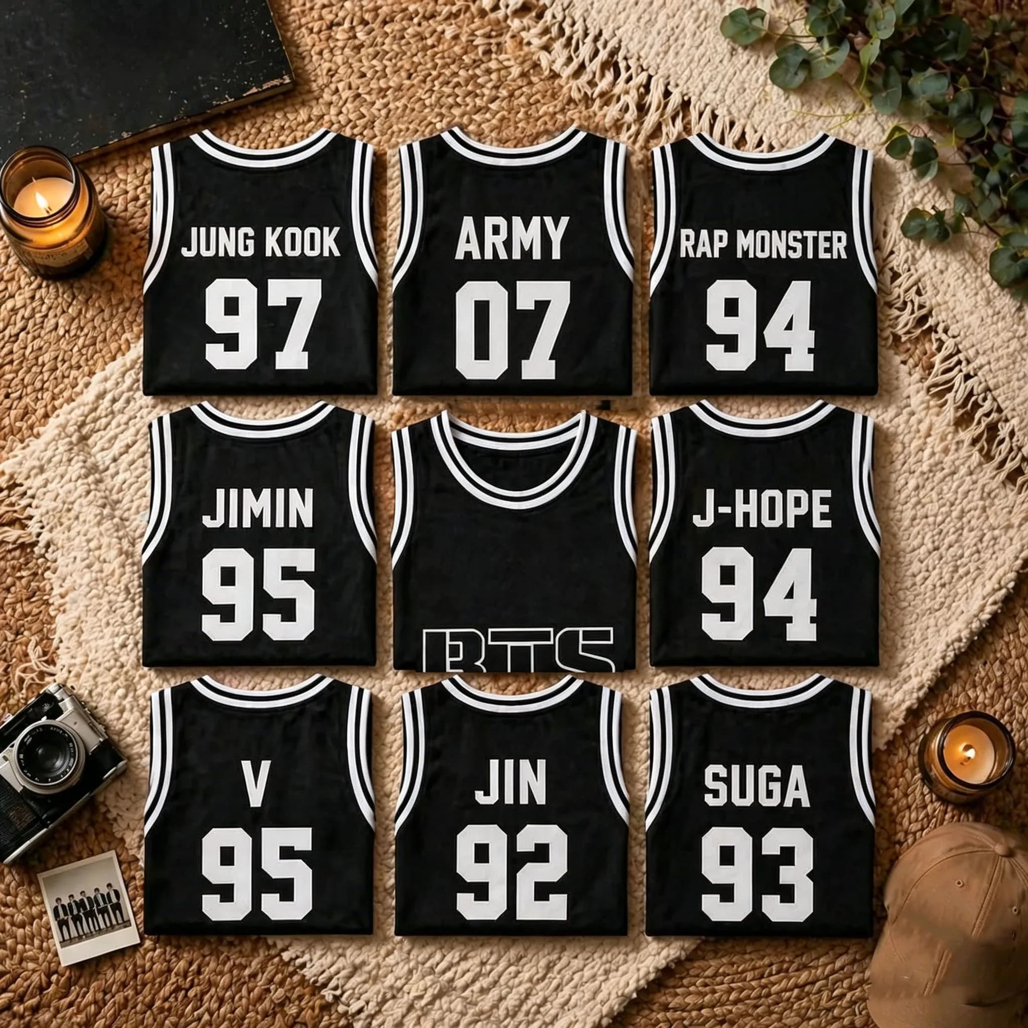 Canotta da basket Kpop 2026 # 92-97 JIN J-Hope Suga Jungkook Jimin RM V Stampa Unisex Streetwear Gilet Senza Maniche per Fan
